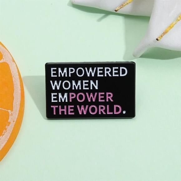 Empowered Women Empower The World Button Clasp Brooch - Picture 2 of 8